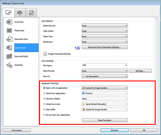 attēls: dialoglodziņš Iestatījumi