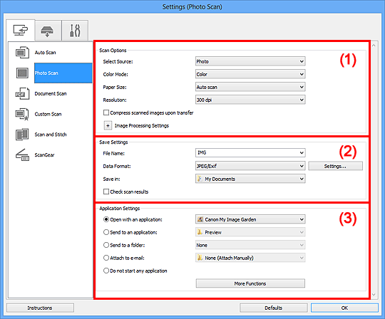 figure: Settings dialog box