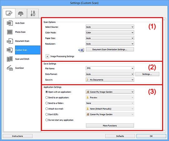 figure: Settings dialog box