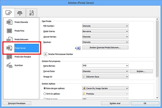 gambar: Kotak dialog Setelan