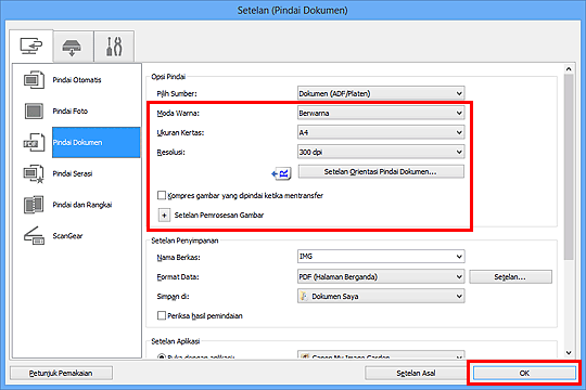 gambar: Kotak dialog Setelan