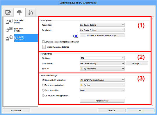 attēls: dialoglodziņš Iestatījumi