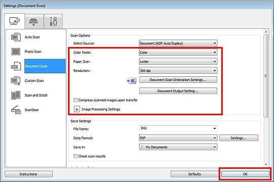 Imagen: cuadro de diálogo Configuración