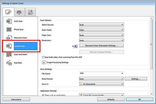 pav.: Parametrų dialogo langas