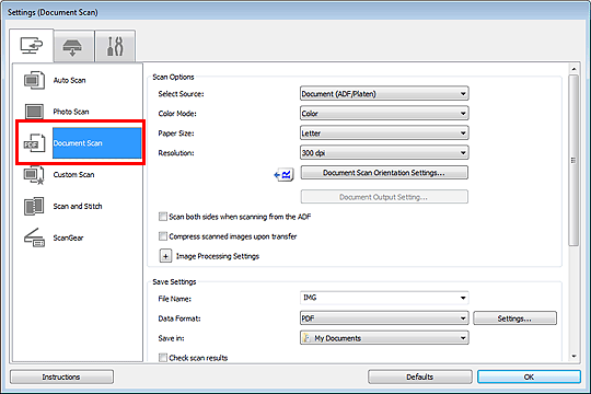 pav.: Parametrų dialogo langas