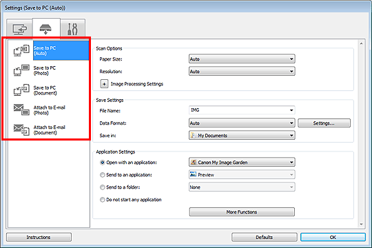attēls: dialoglodziņš Iestatījumi