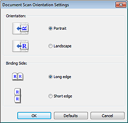 şekil: Belge Tarama Yönü Ayarları iletişim kutusu