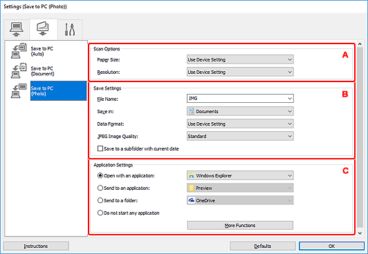 figur: dialogboksen Innstillinger