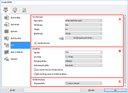 hình: Hộp thoại Cài đặt