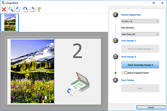 ภาพ: หน้าต่าง "เย็บรูปภาพ"