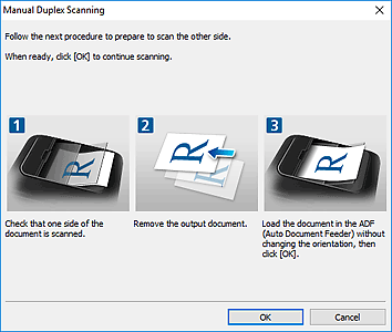 figure: Manual Duplex Scanning dialog box (Short edge)