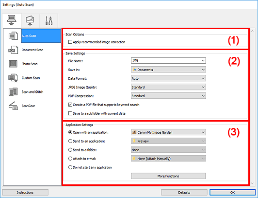 figure: Settings dialog box