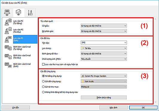 hình: Hộp thoại Cài đặt