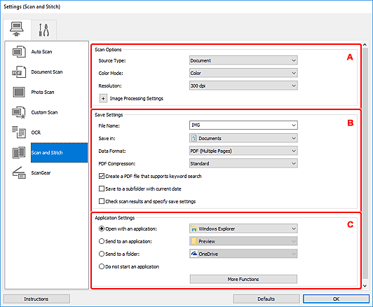 figure: Settings dialog box