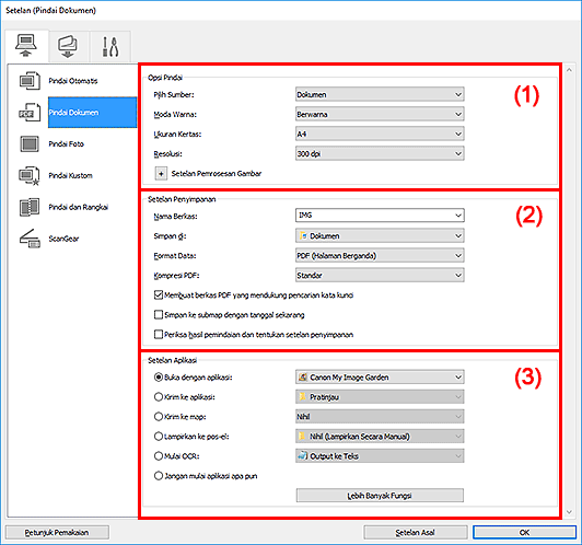 gambar: Kotak dialog Setelan