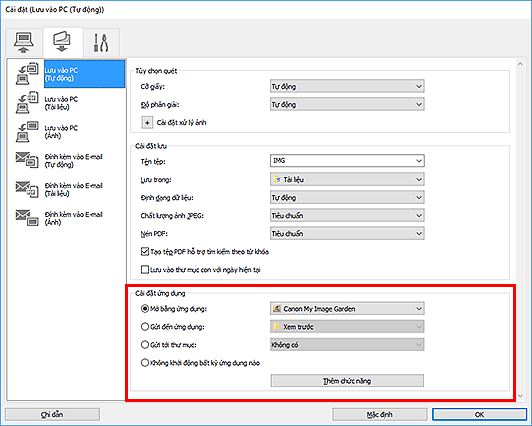 hình: Hộp thoại Cài đặt