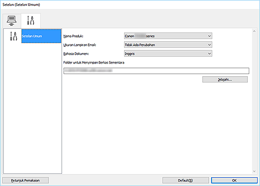 gambar: Kotak dialog Setelan