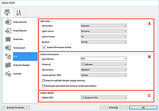 gambar: Kotak dialog Setelan