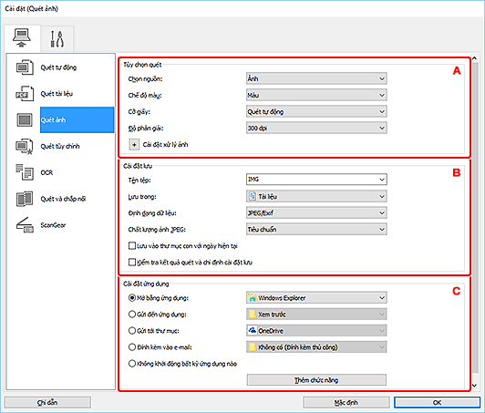 hình: Hộp thoại Cài đặt