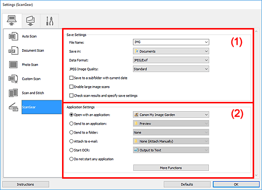 figure: Settings dialog box