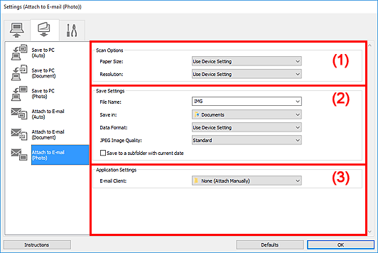 figure: Settings dialog box