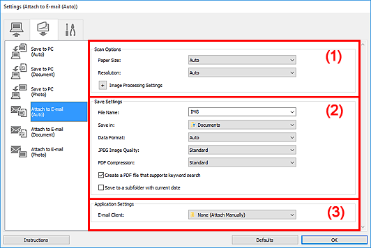 figure: Settings dialog box