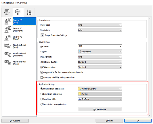 figure: Settings dialog box