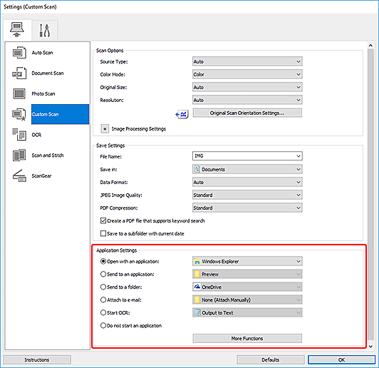 figure: Settings dialog box