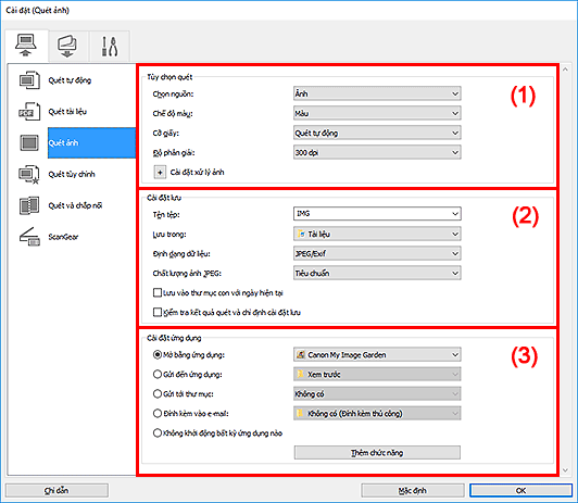 hình: Hộp thoại Cài đặt