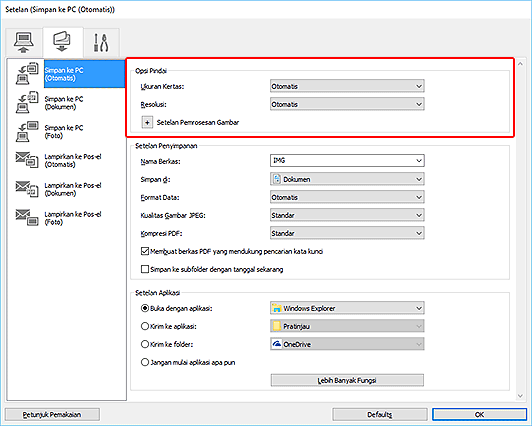 gambar: Kotak dialog Setelan