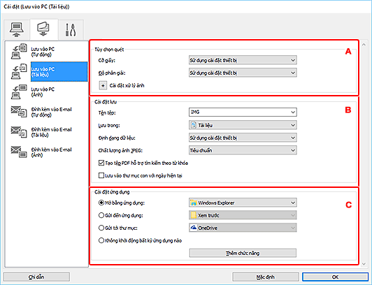 hình: Hộp thoại Cài đặt