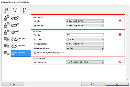 hình: Hộp thoại Cài đặt