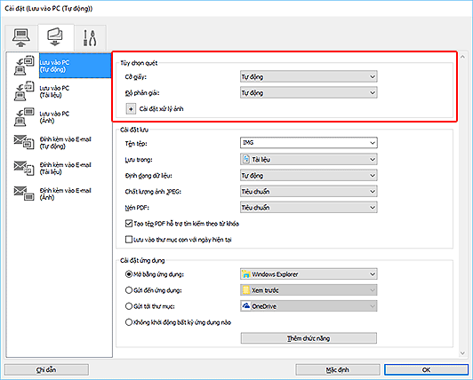 hình: Hộp thoại Cài đặt