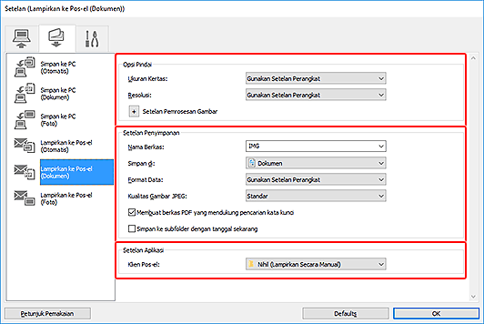 gambar: Kotak dialog Setelan
