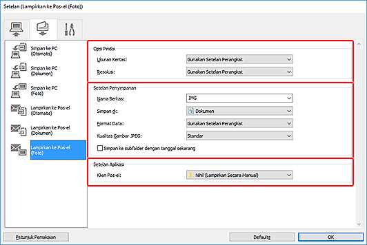 gambar: Kotak dialog Setelan