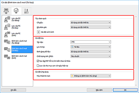 hình: Hộp thoại Cài đặt