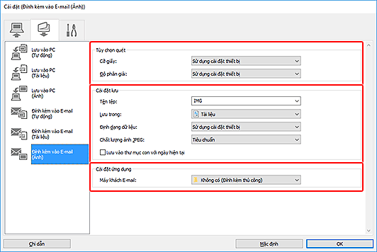 hình: Hộp thoại Cài đặt