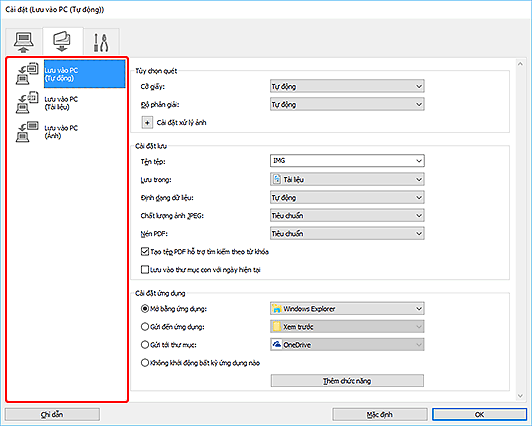 hình: Hộp thoại Cài đặt