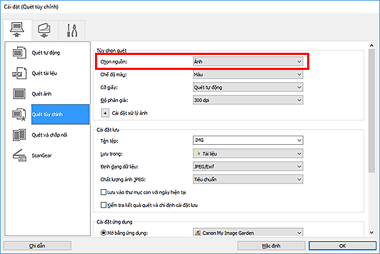 hình: Hộp thoại Cài đặt