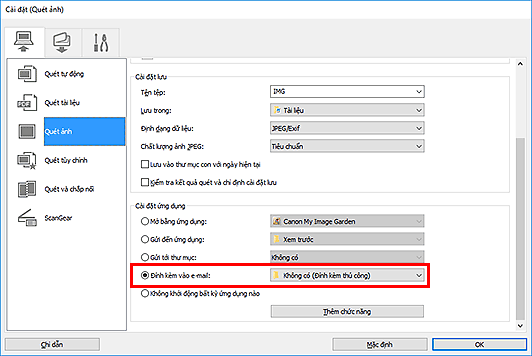hình: Hộp thoại Cài đặt