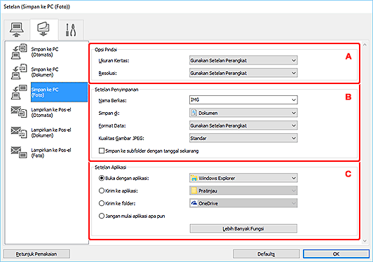 gambar: Kotak dialog Setelan