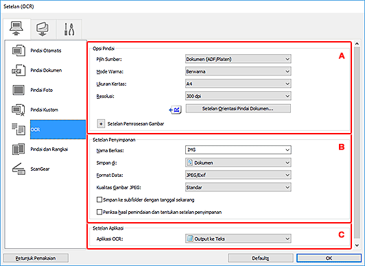 gambar: Kotak dialog Setelan