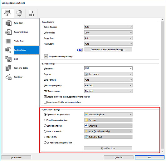 attēls: dialoglodziņš Iestatījumi