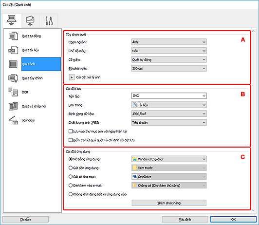 hình: Hộp thoại Cài đặt