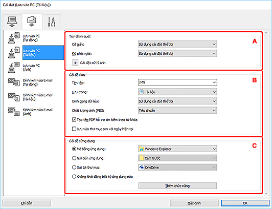 hình: Hộp thoại Cài đặt