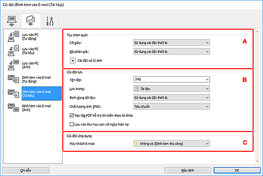 hình: Hộp thoại Cài đặt