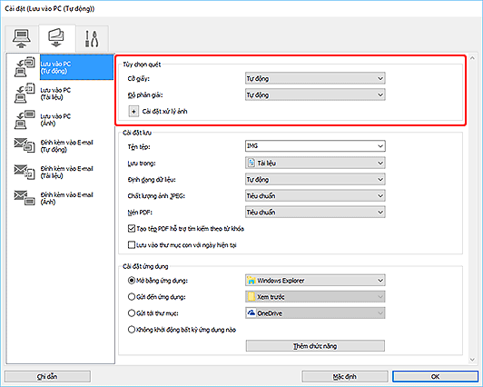 hình: Hộp thoại Cài đặt