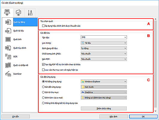 hình: Hộp thoại Cài đặt
