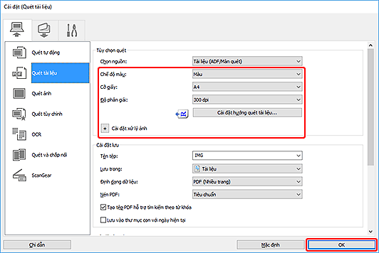 hình: Hộp thoại Cài đặt