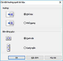 hình: Hộp thoại Cài đặt hướng quét tài liệu